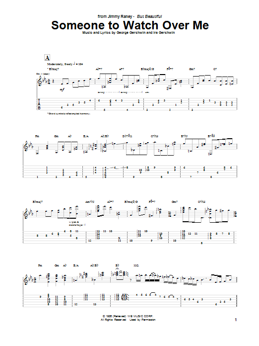 Download Jimmy Raney Someone To Watch Over Me Sheet Music and learn how to play Guitar Tab PDF digital score in minutes