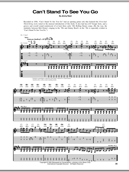 Download Jimmy Reed Can't Stand To See You Go Sheet Music and learn how to play Guitar Tab PDF digital score in minutes