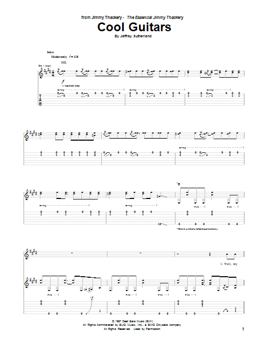 Download Jimmy Thackery Cool Guitars Sheet Music and learn how to play Guitar Tab PDF digital score in minutes