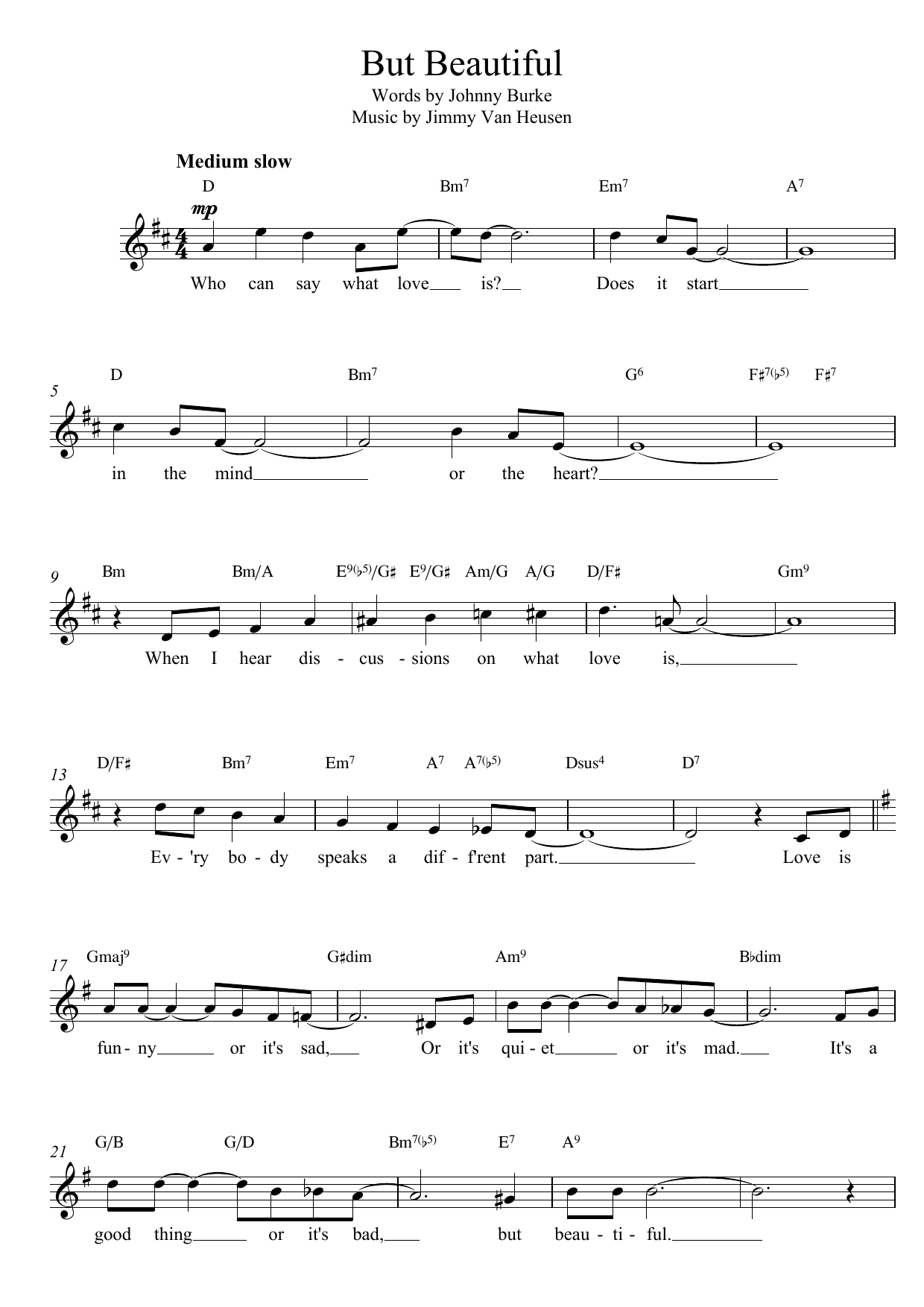 Download Jimmy Van Heusen But Beautiful Sheet Music and learn how to play Alto Saxophone PDF digital score in minutes