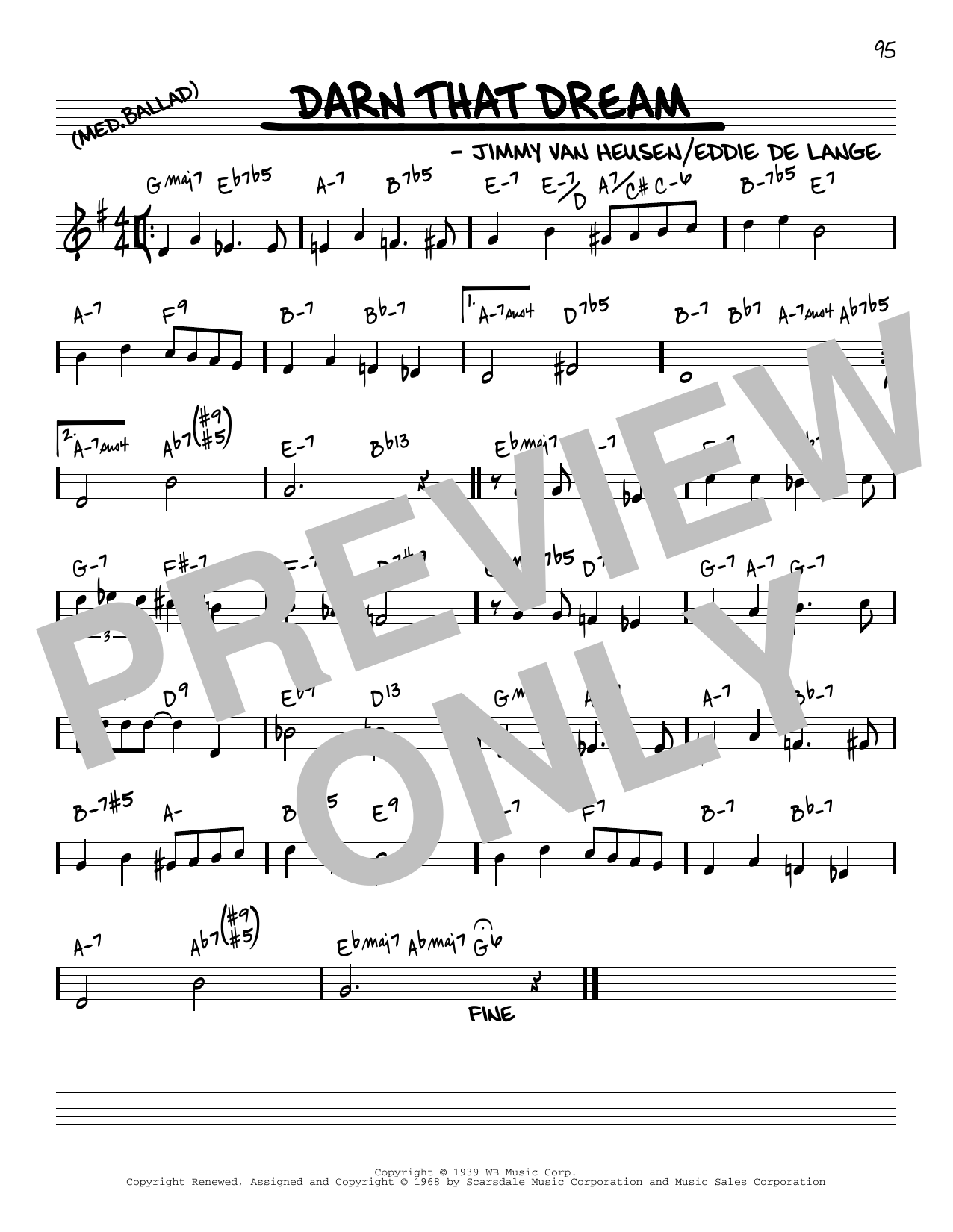 Download Jimmy Van Heusen Darn That Dream [Reharmonized version] (arr. Jack Grassel) Sheet Music and learn how to play Real Book – Melody & Chords PDF digital score in minutes