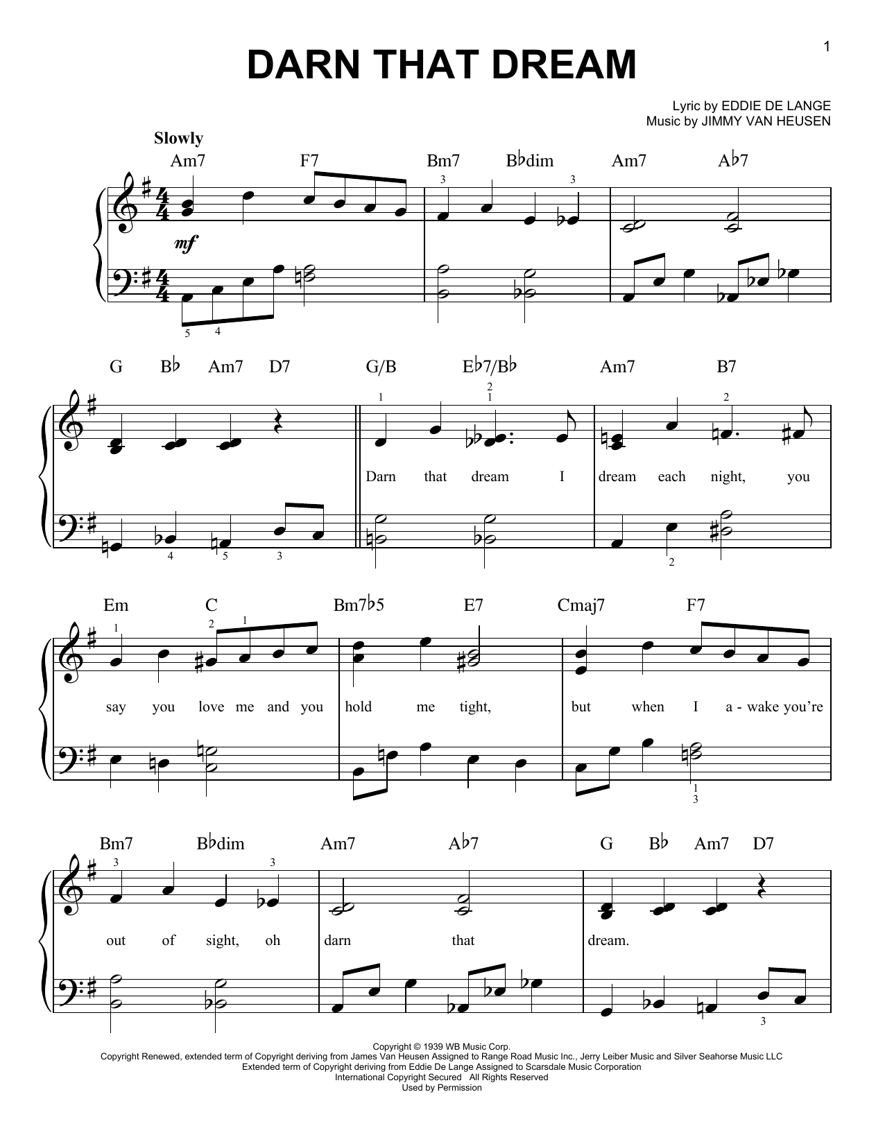 Download Jimmy Van Heusen Darn That Dream Sheet Music and learn how to play Real Book - Melody & Chords - C Instruments PDF digital score in minutes