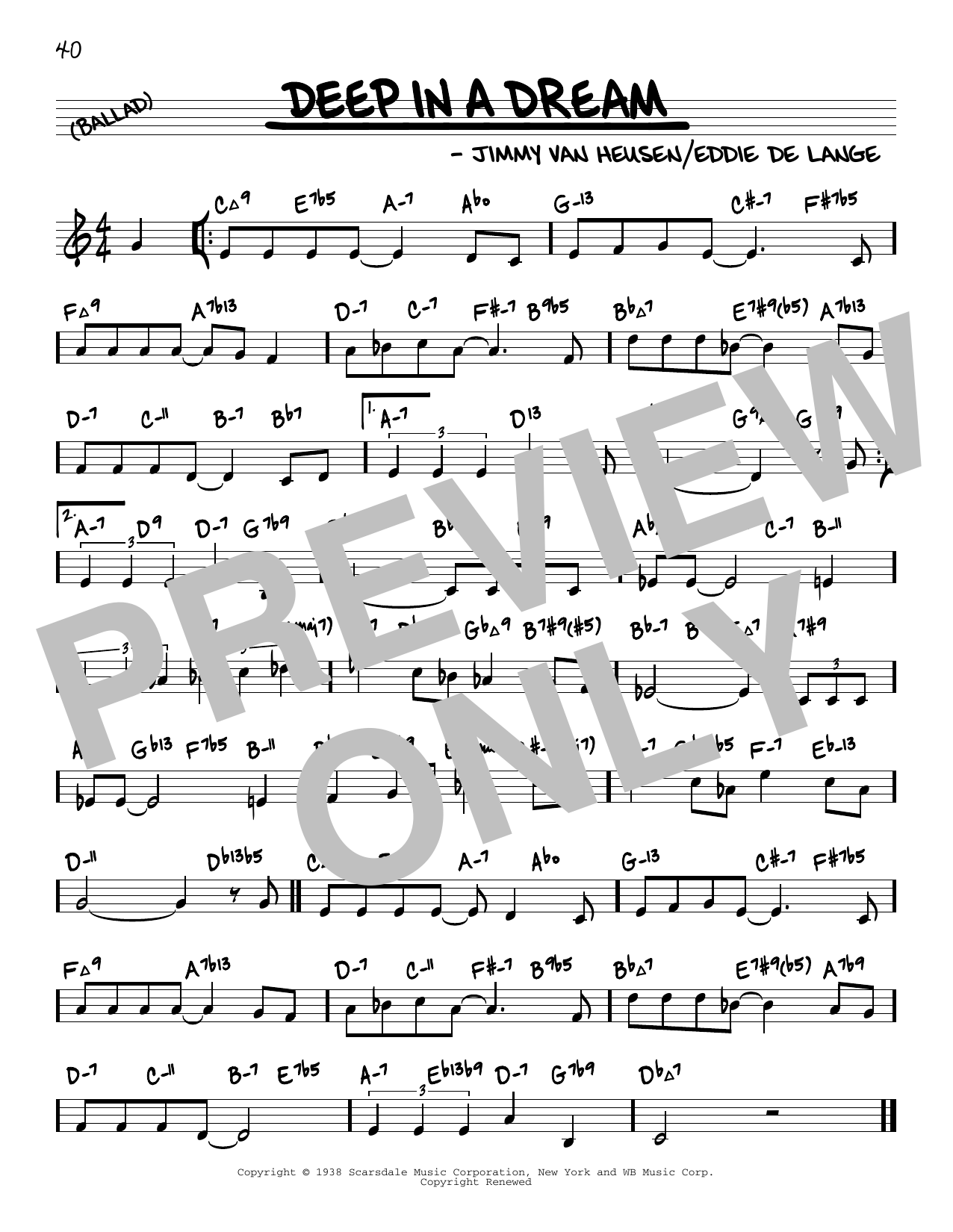Download Jimmy Van Heusen Deep In A Dream (arr. David Hazeltine) Sheet Music and learn how to play Real Book – Enhanced Chords PDF digital score in minutes