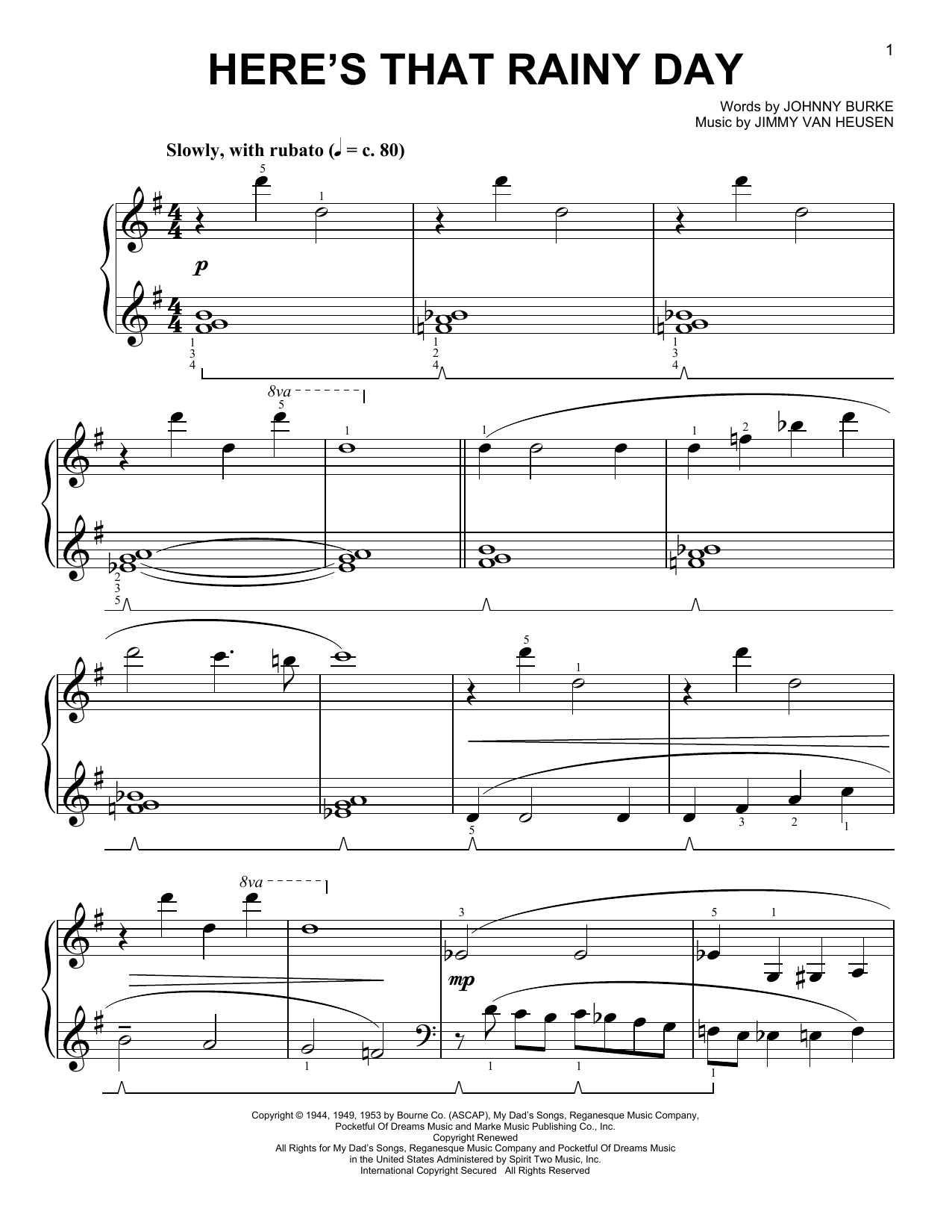Download Phillip Keveren Here's That Rainy Day Sheet Music and learn how to play Easy Piano PDF digital score in minutes