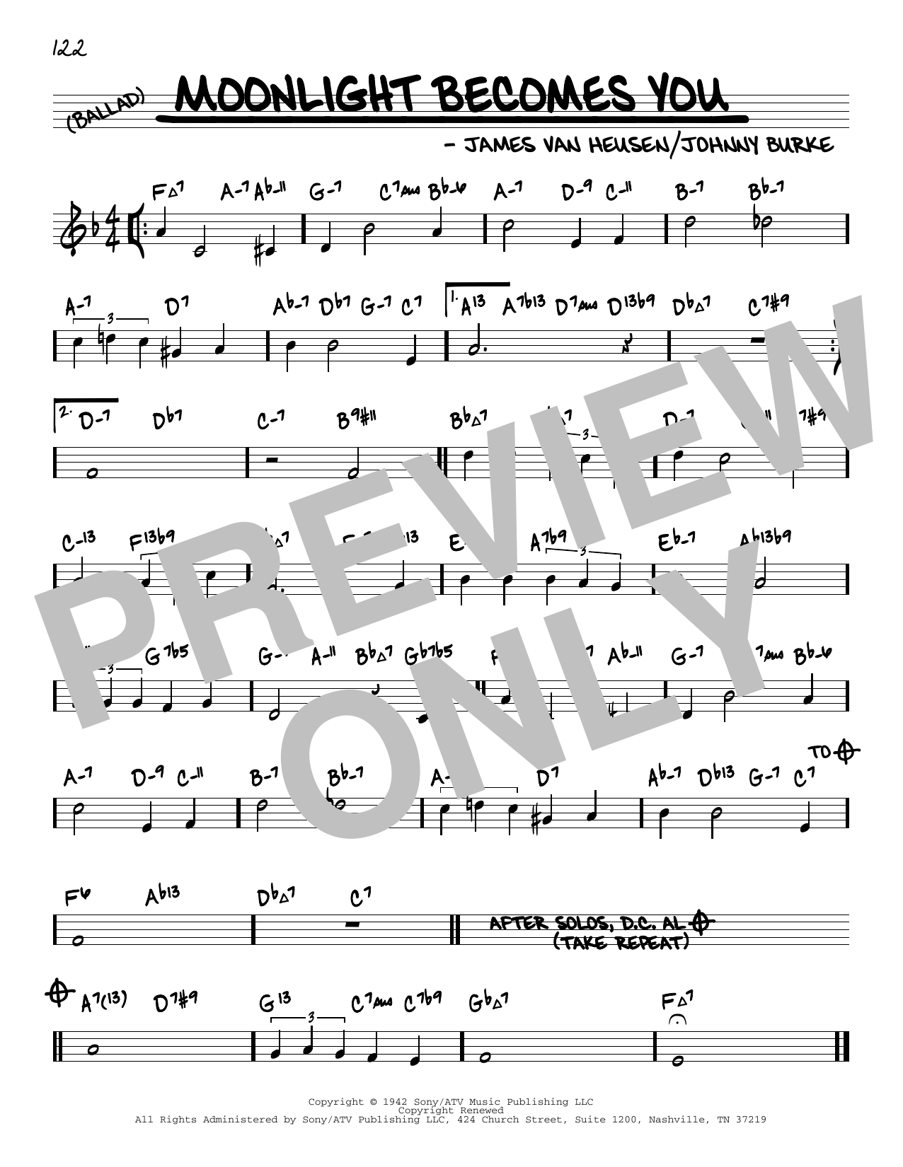 Download Jimmy Van Heusen Moonlight Becomes You (arr. David Hazeltine) Sheet Music and learn how to play Real Book – Enhanced Chords PDF digital score in minutes