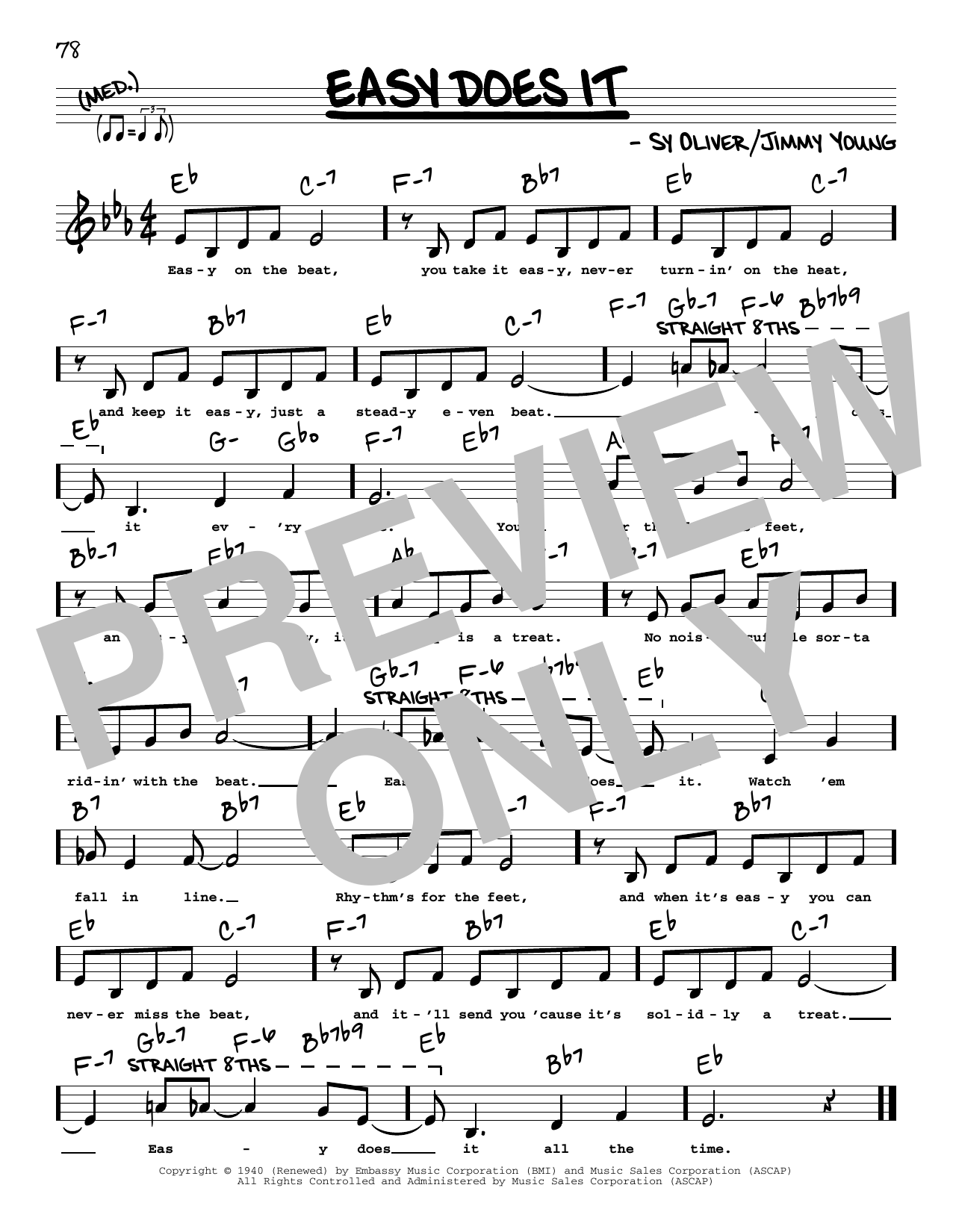 Download Jimmy Young Easy Does It (Low Voice) Sheet Music and learn how to play Real Book – Melody, Lyrics & Chords PDF digital score in minutes