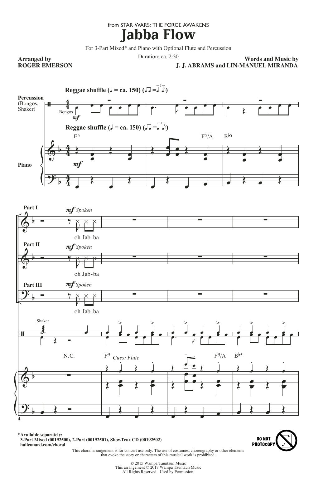 Download Roger Emerson Jabba Flow (from Star Wars: The Force Awakens) Sheet Music and learn how to play 2-Part Choir PDF digital score in minutes