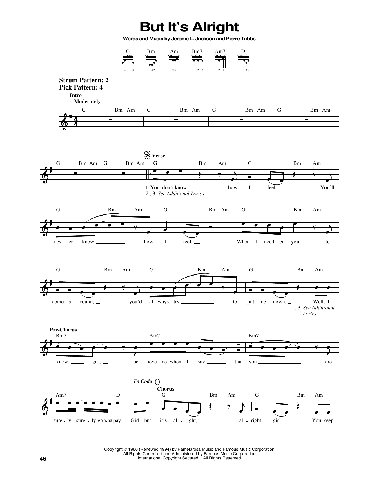 Download J.J. Jackson But It's Alright Sheet Music and learn how to play Easy Guitar PDF digital score in minutes