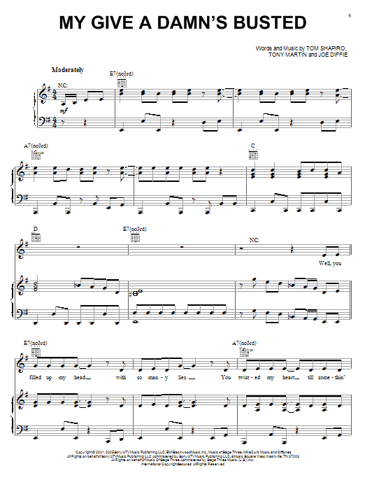 Download Jo Dee Messina My Give A Damn's Busted Sheet Music and learn how to play Piano, Vocal & Guitar (Right-Hand Melody) PDF digital score in minutes