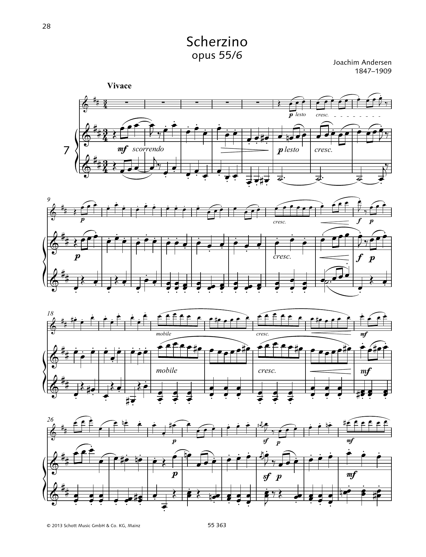 Download Joachim Andersen Scherzino Sheet Music and learn how to play Woodwind Solo PDF digital score in minutes
