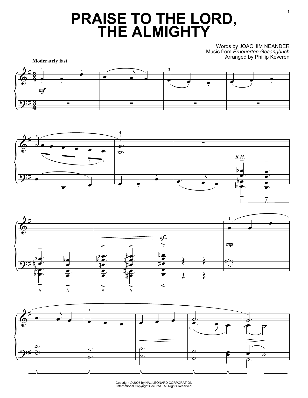 Download Joachim Neander Praise To The Lord, The Almighty [Jazz version] (arr. Phillip Keveren) Sheet Music and learn how to play Piano Solo PDF digital score in minutes