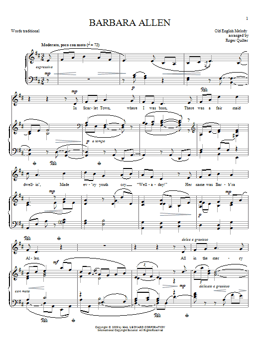 Download Joan Frey Boytim Barbara Allen Sheet Music and learn how to play Piano, Vocal & Guitar (Right-Hand Melody) PDF digital score in minutes
