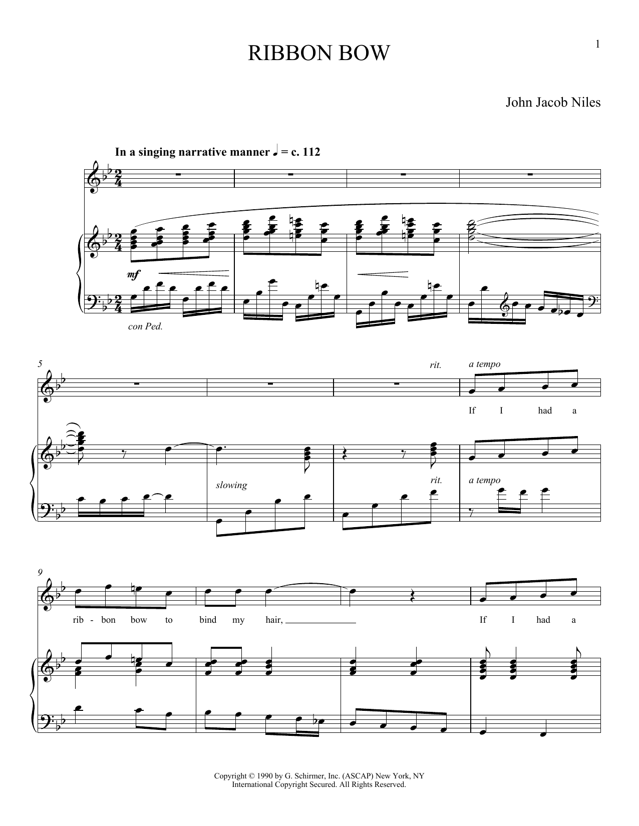 Download Joan Frey Boytim Ribbon Bow Sheet Music and learn how to play Piano & Vocal PDF digital score in minutes