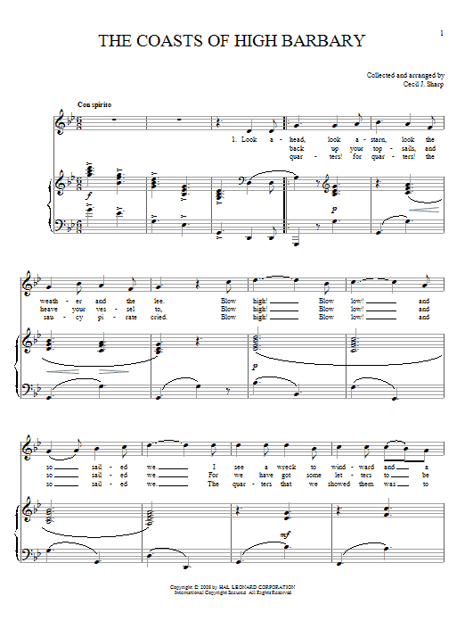 Download Joan Frey Boytim The Coasts Of High Barbary Sheet Music and learn how to play Piano, Vocal & Guitar (Right-Hand Melody) PDF digital score in minutes