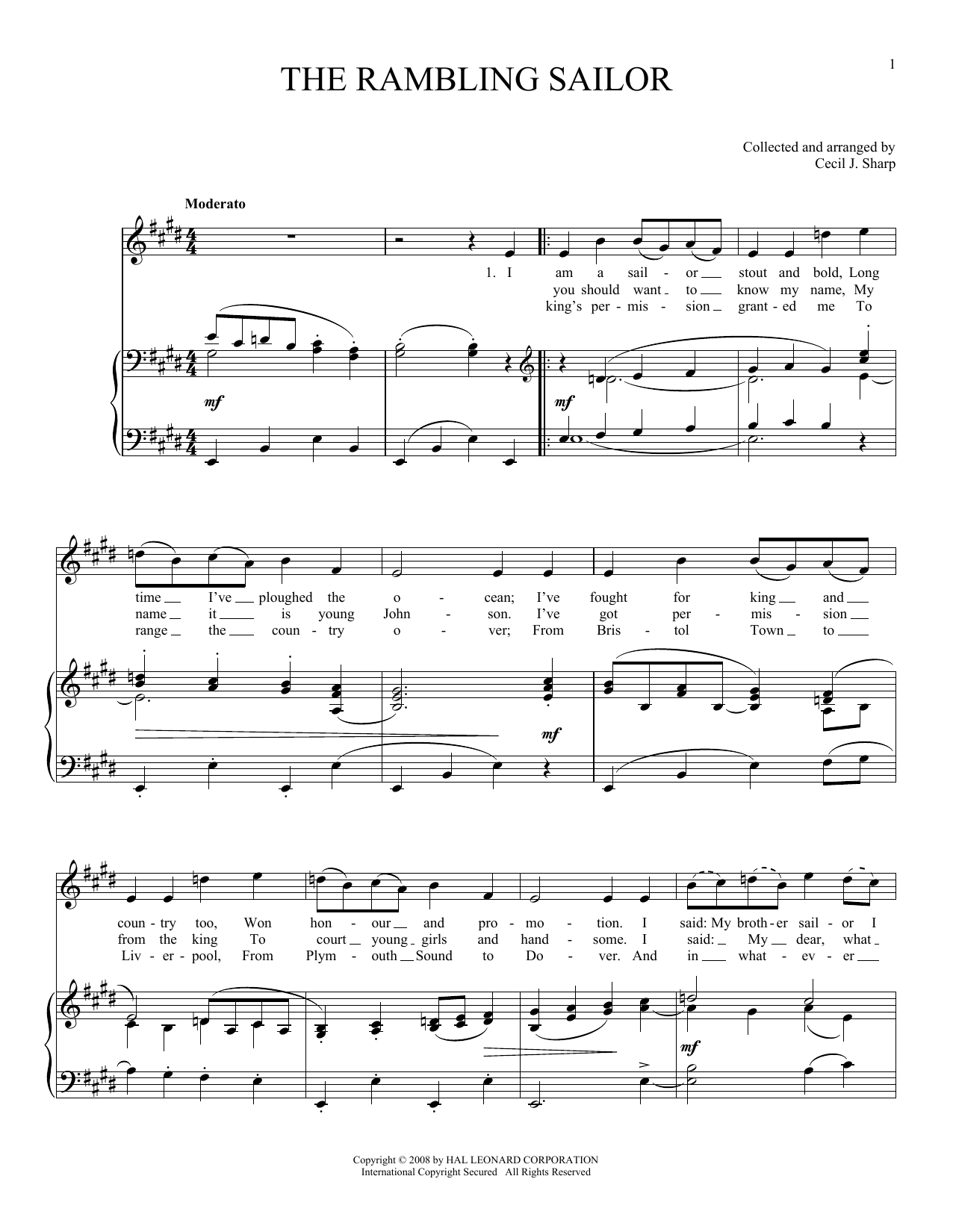 Download Joan Frey Boytim The Rambling Sailor Sheet Music and learn how to play Piano, Vocal & Guitar (Right-Hand Melody) PDF digital score in minutes