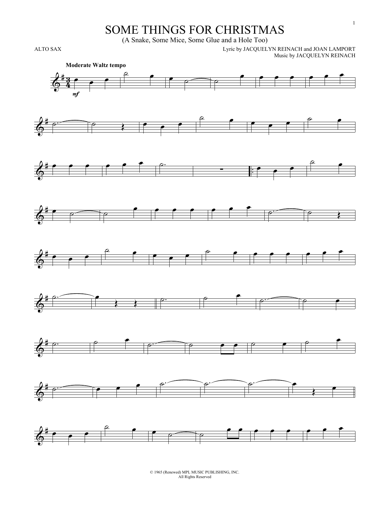 Download Joan Lamport Some Things For Christmas (A Snake, Some Mice, Some Glue And A Hole Too) Sheet Music and learn how to play Violin PDF digital score in minutes