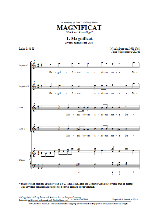 Download Joan Whittemore Magnificat In A Sheet Music and learn how to play SSA PDF digital score in minutes