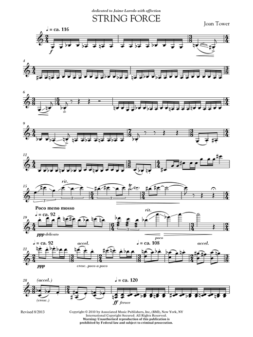 Download Joan Tower String Force Sheet Music and learn how to play Violin PDF digital score in minutes