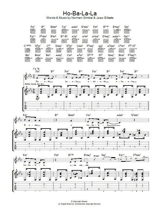 Download Joao Gilberto Ho-Ba-La-La Sheet Music and learn how to play Guitar Tab PDF digital score in minutes
