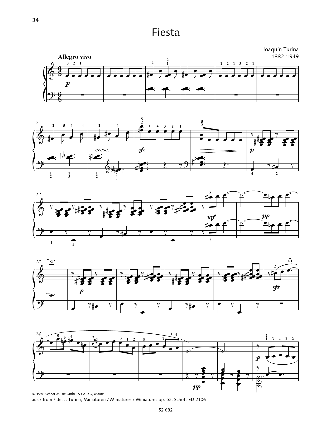 Download Joaquín Turina Fiesta Sheet Music and learn how to play Piano Solo PDF digital score in minutes