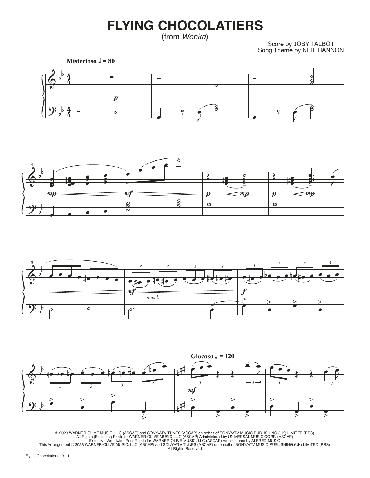 Download Joby Talbot Flying Chocolatiers (from Wonka) Sheet Music and learn how to play Piano Solo PDF digital score in minutes