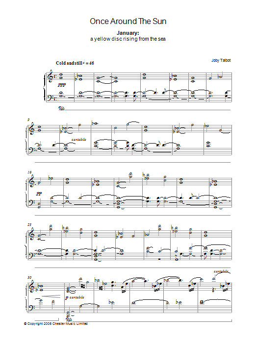 Download Joby Talbot January (from Once Around The Sun) Sheet Music and learn how to play Piano PDF digital score in minutes