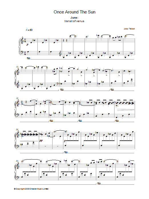 Download Joby Talbot June (from Once Around The Sun) Sheet Music and learn how to play Piano PDF digital score in minutes