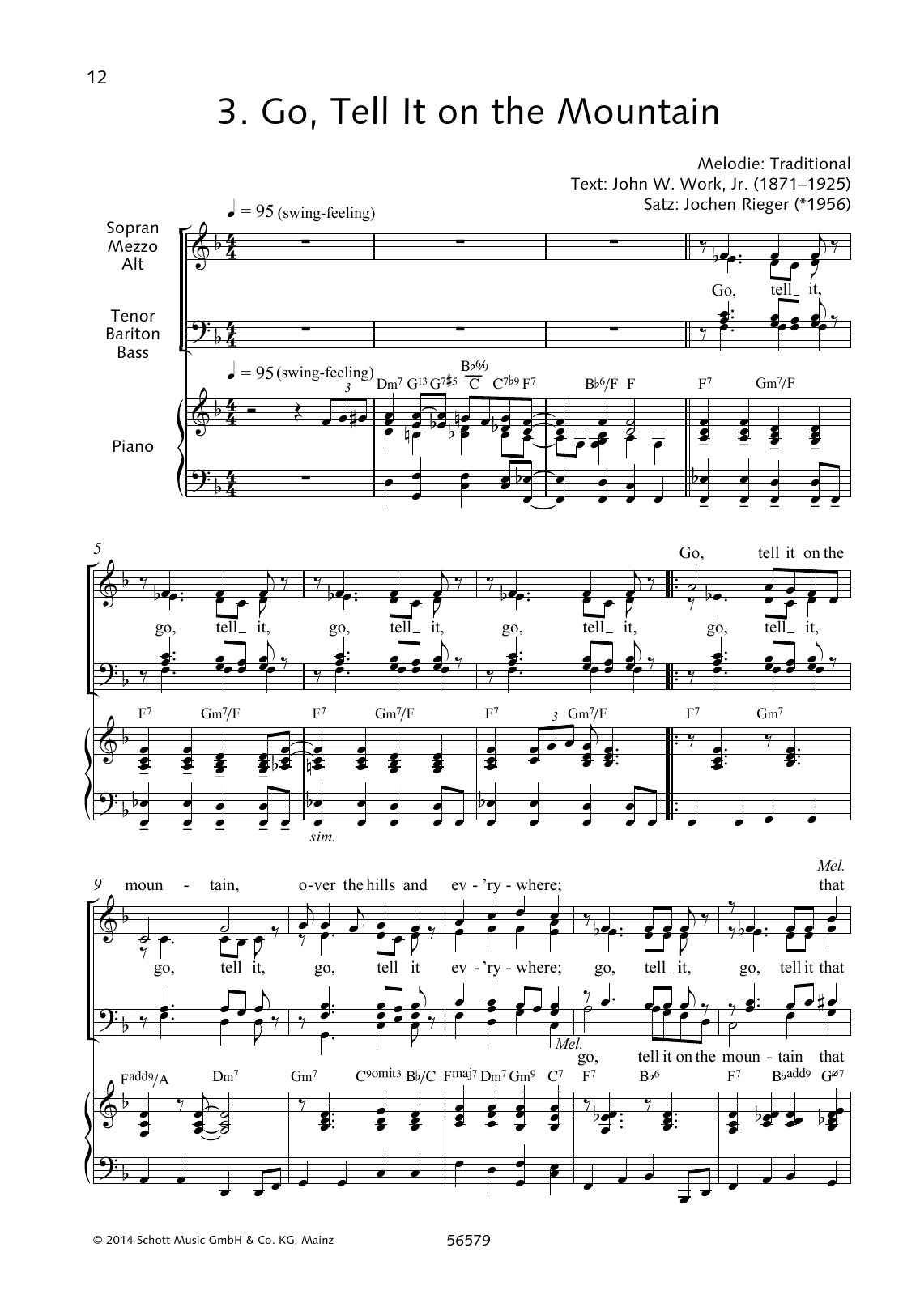 Download Jochen Rieger Go, Tell It on the Mountain Sheet Music and learn how to play Choir PDF digital score in minutes