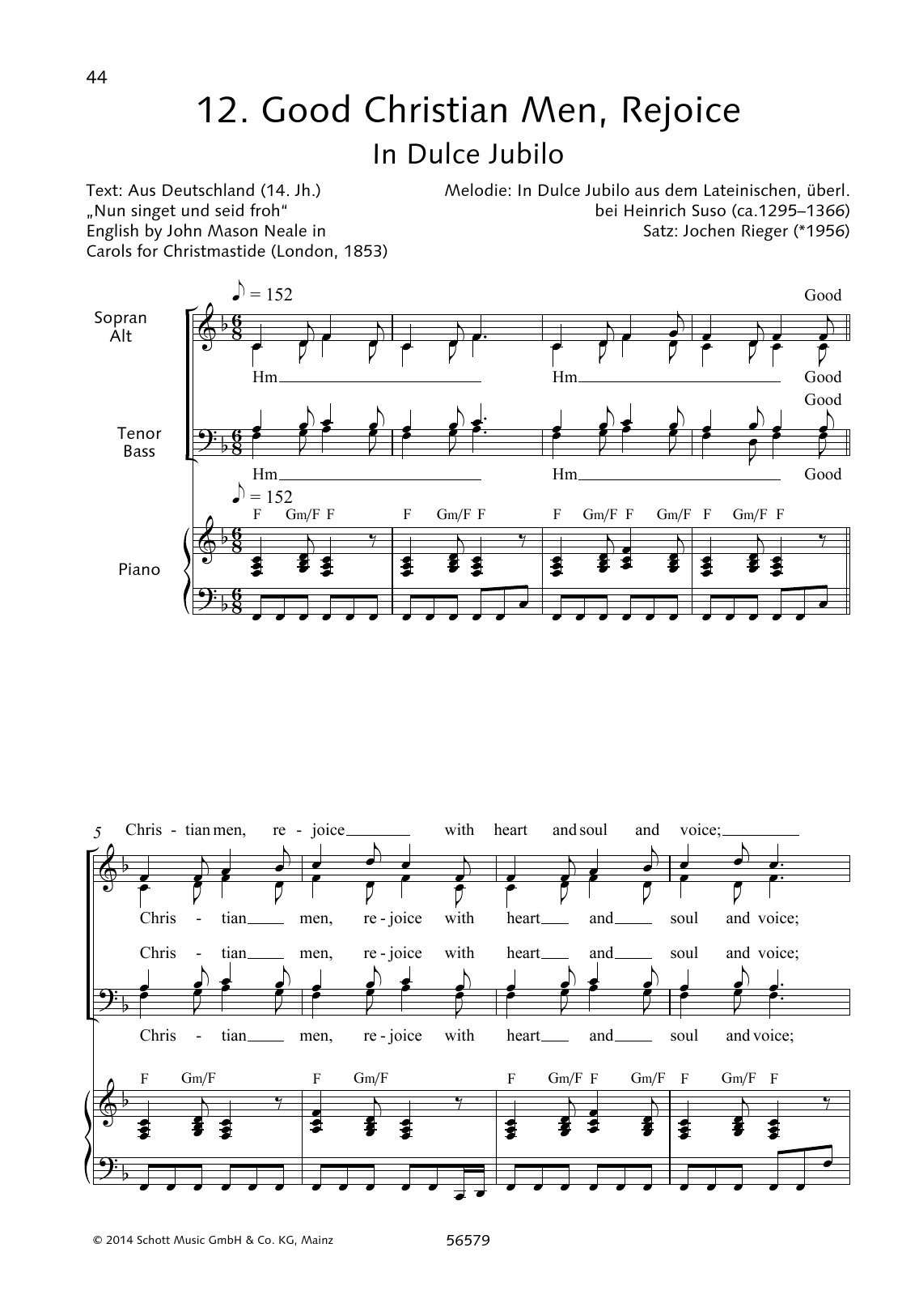 Download Jochen Rieger Good Christian Men, Rejoice Sheet Music and learn how to play Choir PDF digital score in minutes