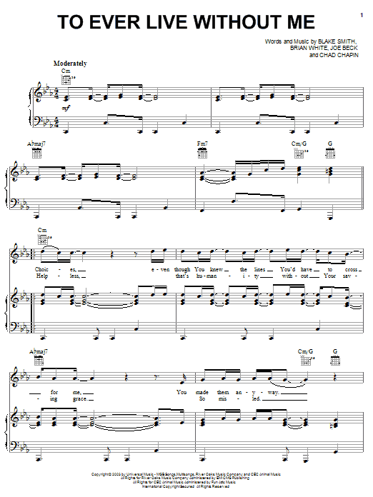 Download Jody McBrayer To Ever Live Without Me Sheet Music and learn how to play Piano, Vocal & Guitar (Right-Hand Melody) PDF digital score in minutes