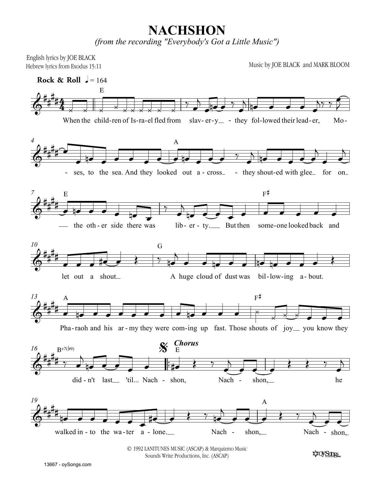 Download Joe Black Nachshon Sheet Music and learn how to play Melody Line, Lyrics & Chords PDF digital score in minutes