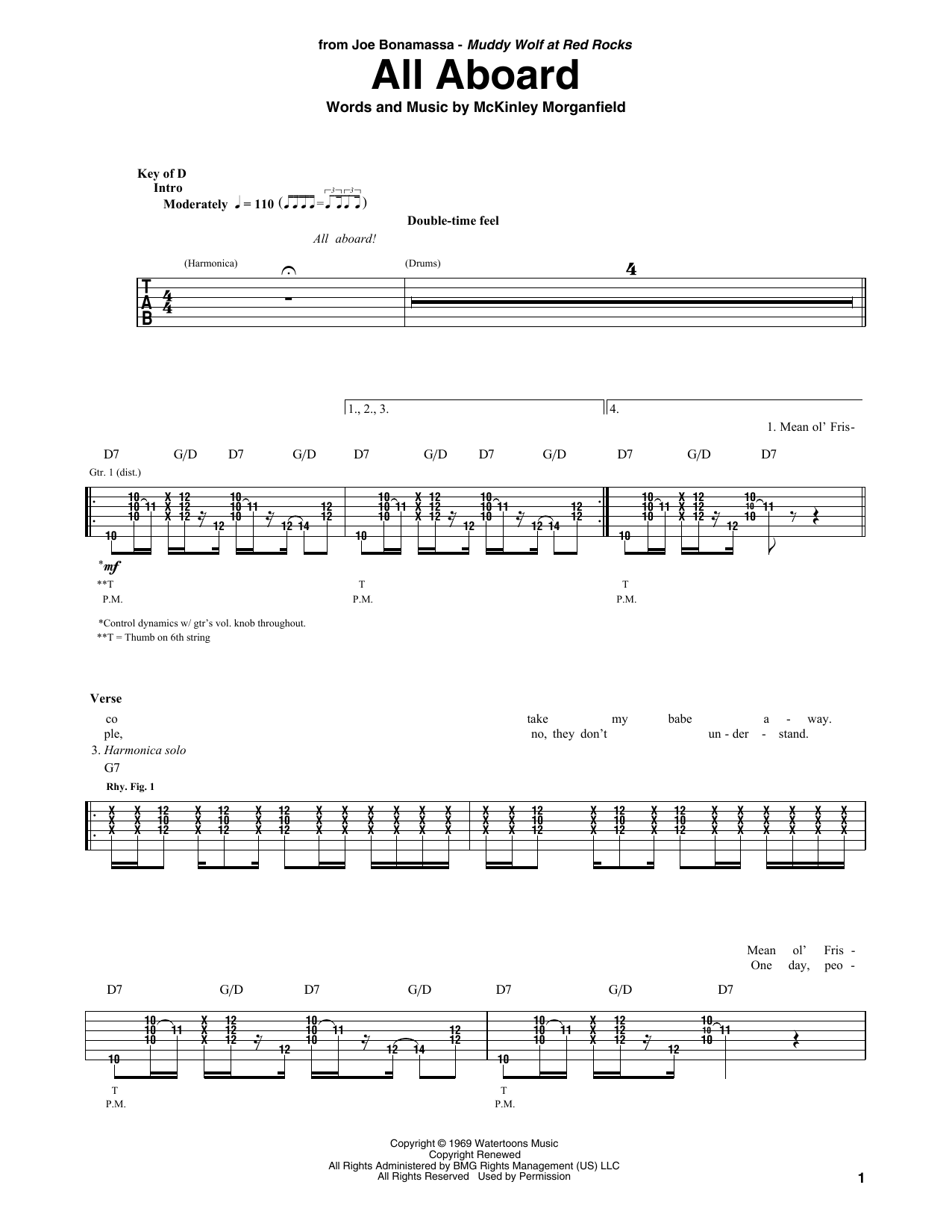 Download Joe Bonamassa All Aboard Sheet Music and learn how to play Guitar Tab PDF digital score in minutes