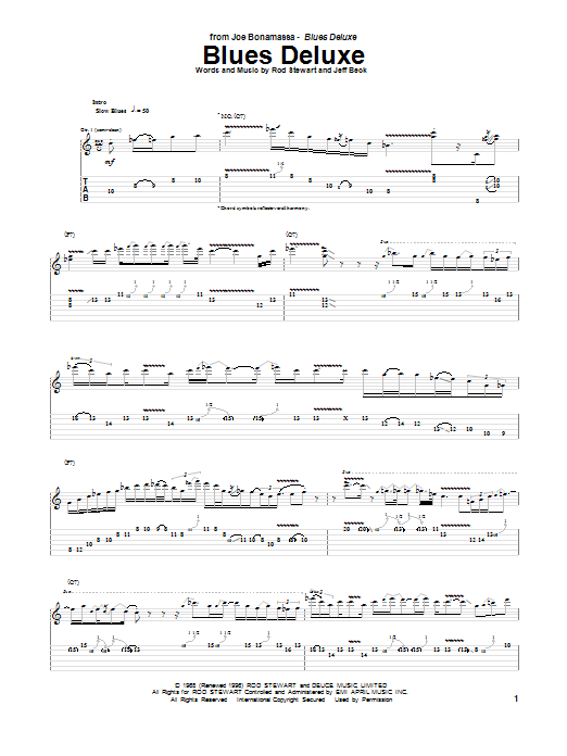 Download Joe Bonamassa Blues Deluxe Sheet Music and learn how to play Guitar Tab PDF digital score in minutes