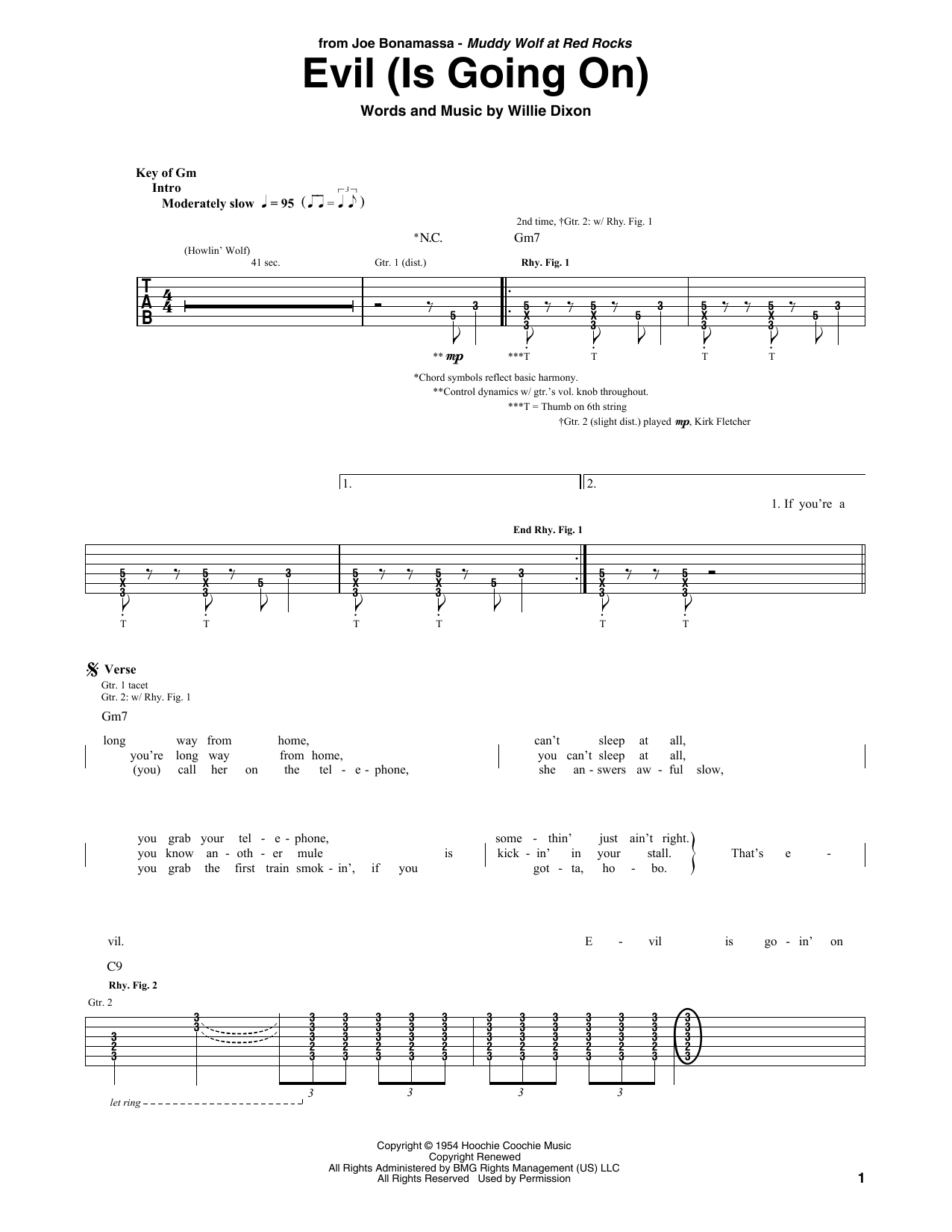 Download Joe Bonamassa Evil (Is Going On) Sheet Music and learn how to play Guitar Tab PDF digital score in minutes