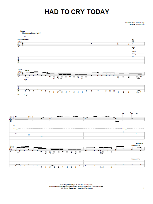 Download Joe Bonamassa Had To Cry Today Sheet Music and learn how to play Guitar Tab PDF digital score in minutes