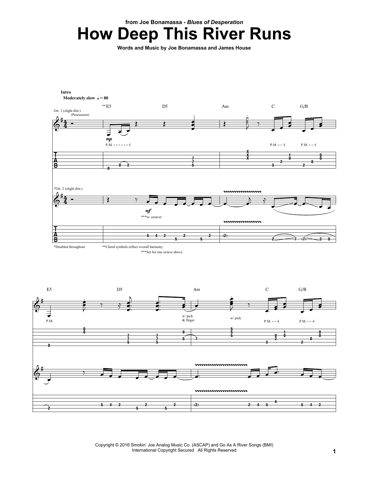 Download Joe Bonamassa How Deep This River Runs Sheet Music and learn how to play Guitar Tab PDF digital score in minutes