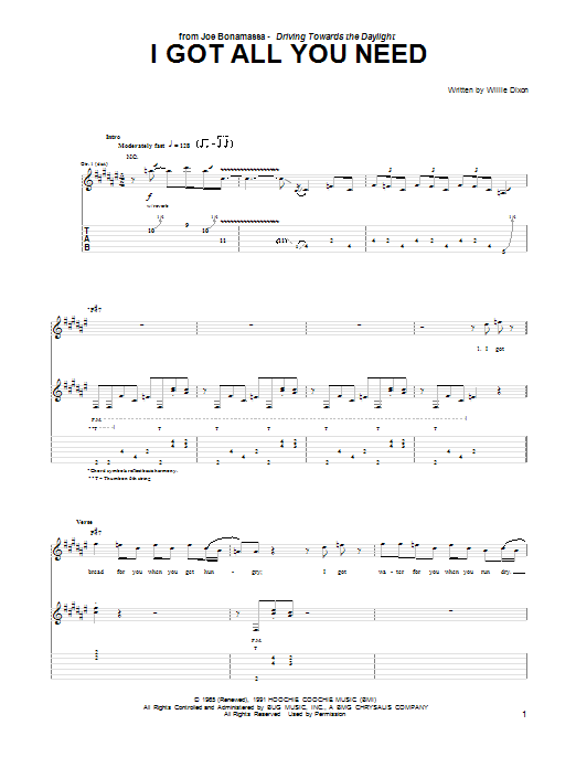Download Joe Bonamassa I Got All You Need Sheet Music and learn how to play Guitar Tab PDF digital score in minutes