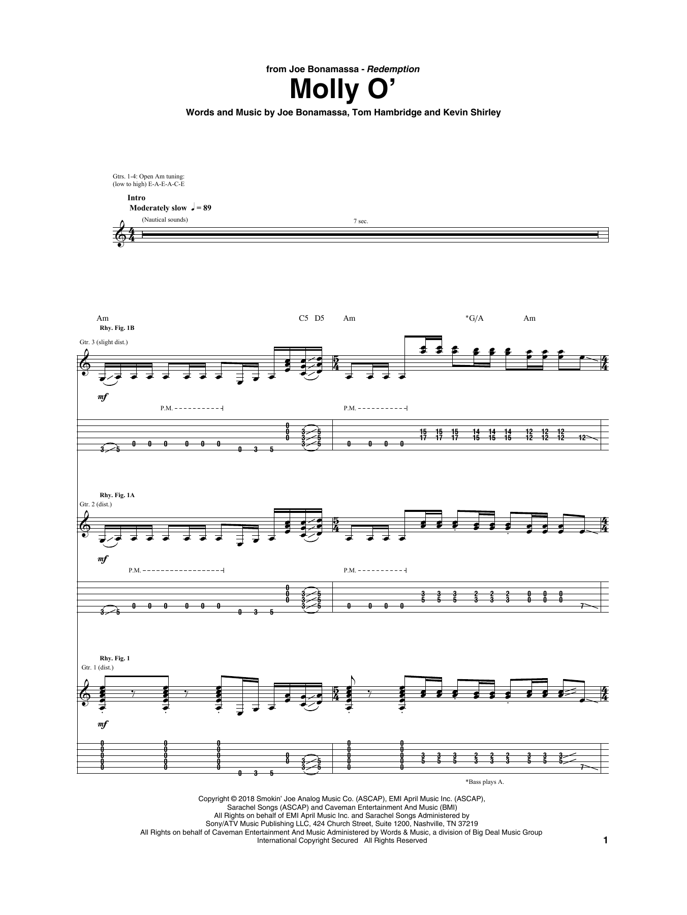 Download Joe Bonamassa Molly O' Sheet Music and learn how to play Guitar Tab PDF digital score in minutes