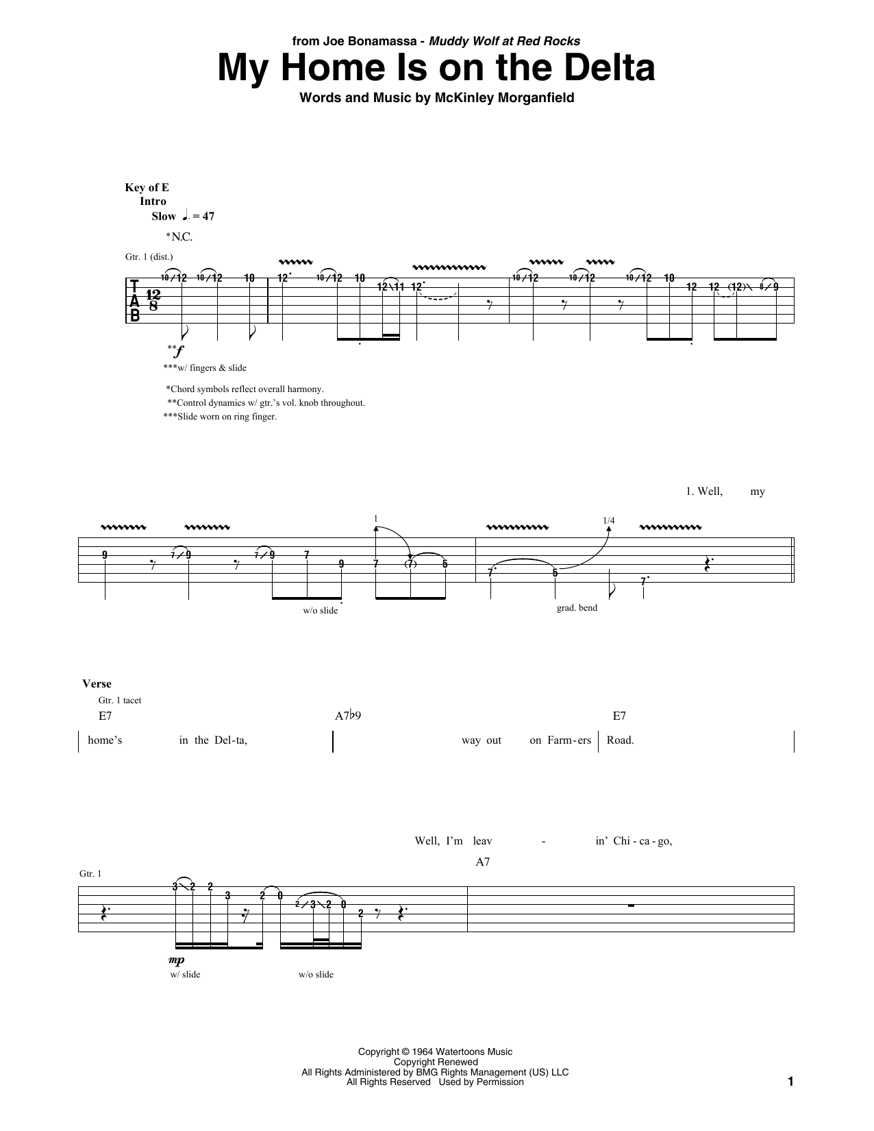 Download Joe Bonamassa My Home Is On The Delta Sheet Music and learn how to play Guitar Tab PDF digital score in minutes
