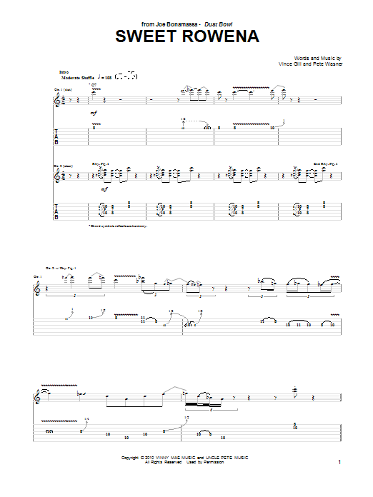 Download Joe Bonamassa Sweet Rowena Sheet Music and learn how to play Guitar Tab PDF digital score in minutes