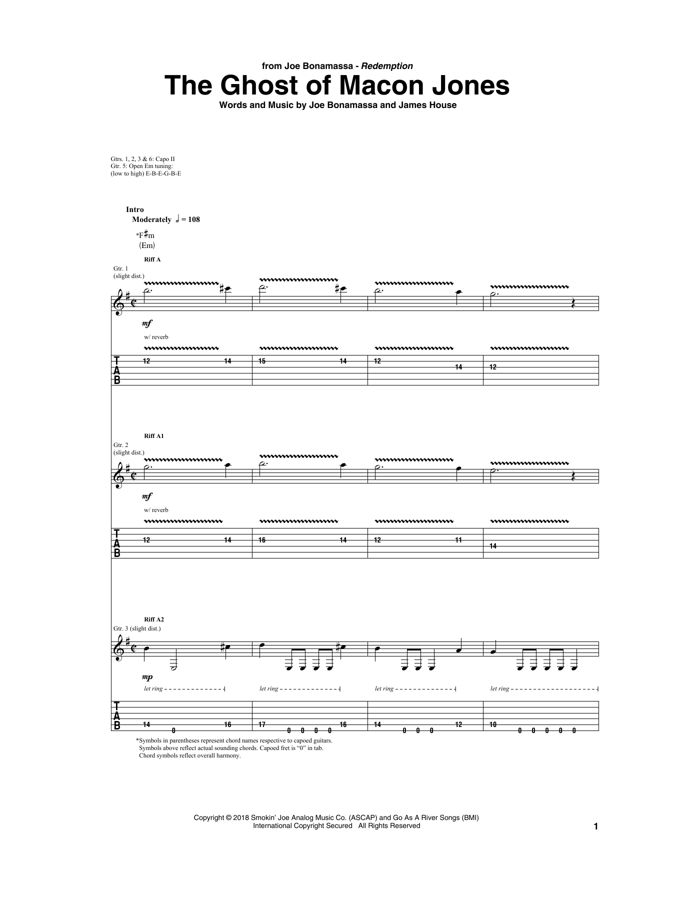 Download Joe Bonamassa The Ghost Of Macon Jones Sheet Music and learn how to play Guitar Tab PDF digital score in minutes