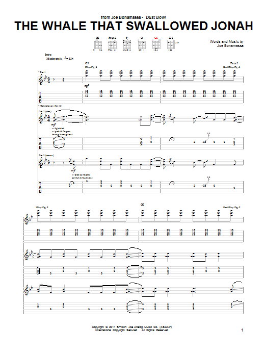 Download Joe Bonamassa The Whale That Swallowed Jonah Sheet Music and learn how to play Guitar Tab PDF digital score in minutes