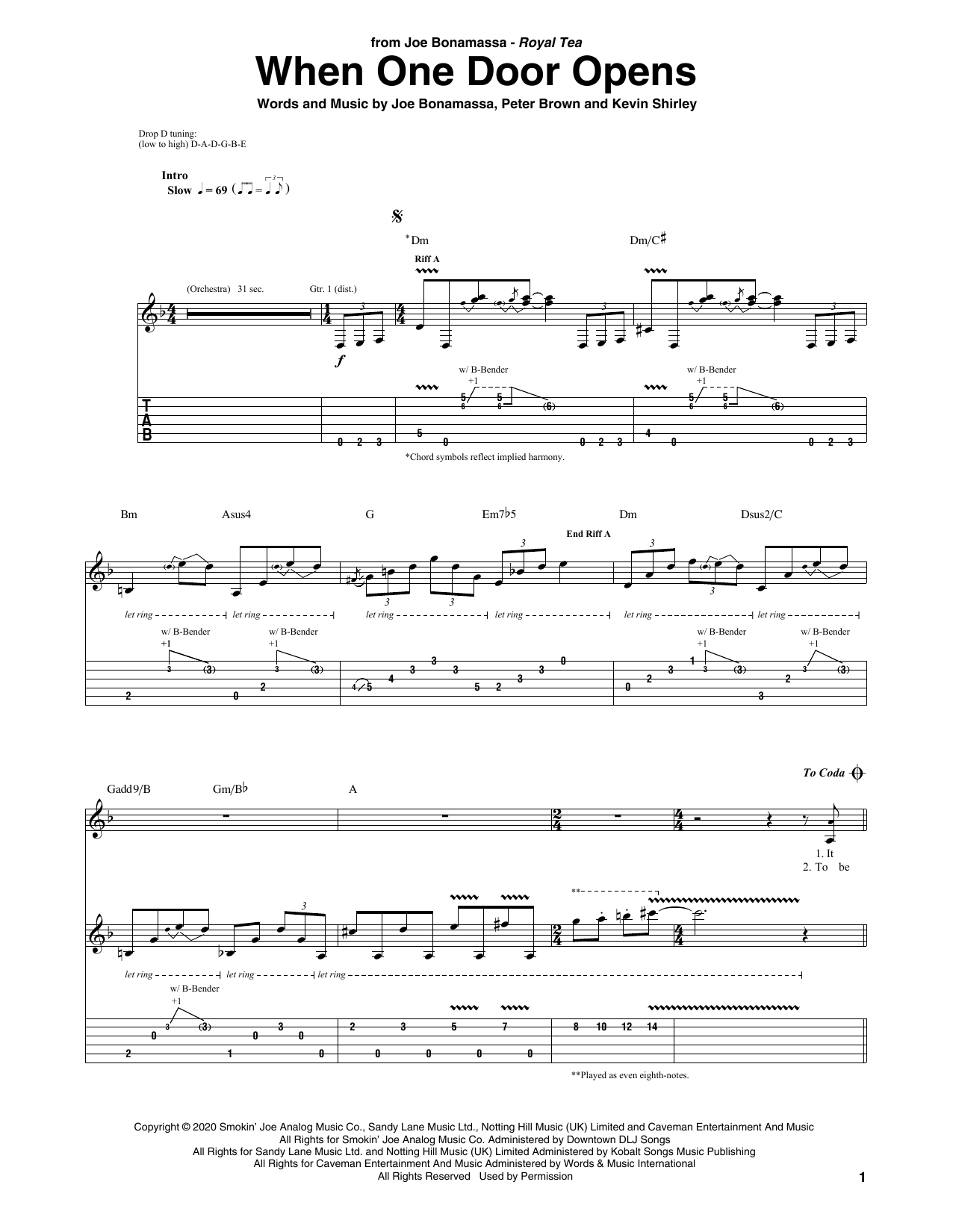 Download Joe Bonamassa When One Door Opens Sheet Music and learn how to play Guitar Tab PDF digital score in minutes