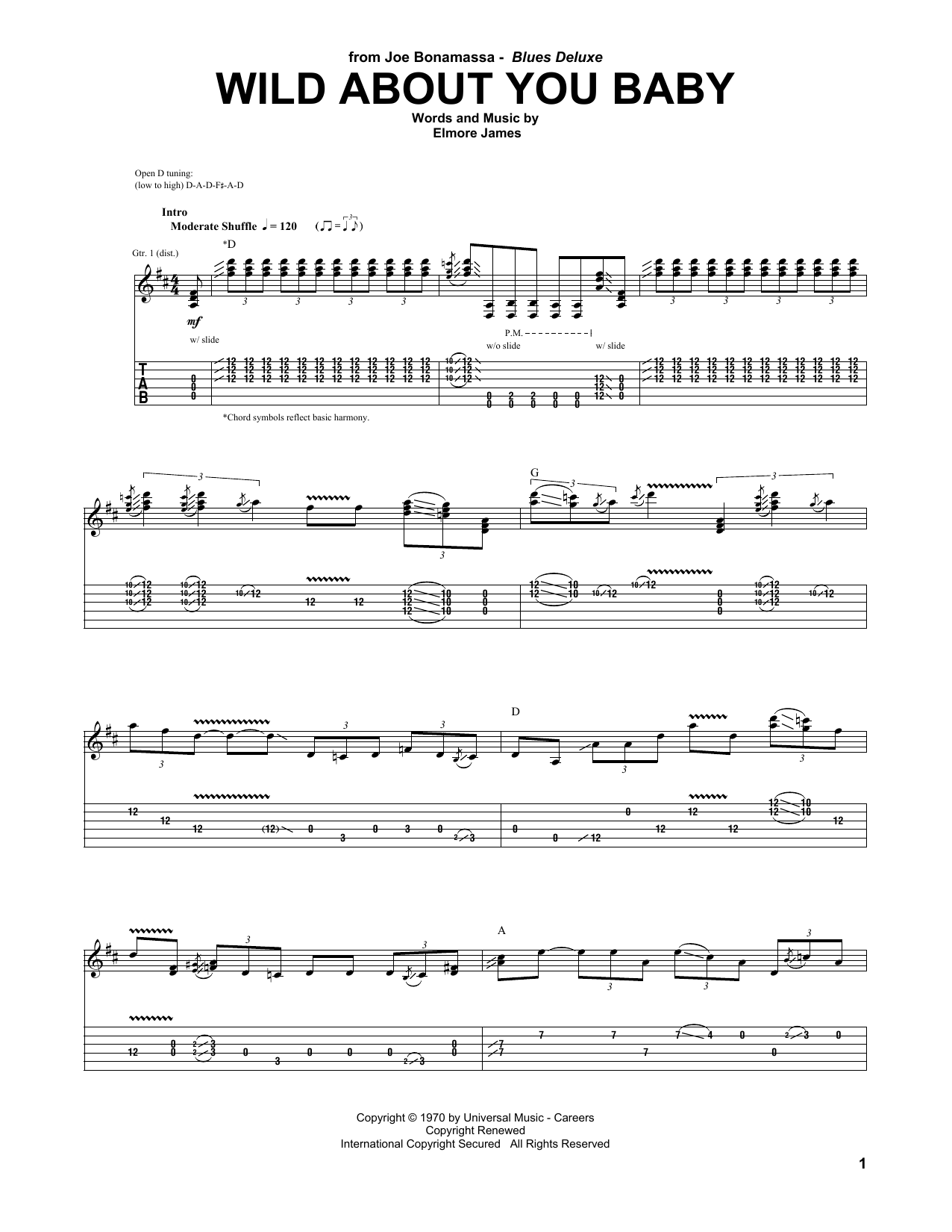 Download Joe Bonamassa Wild About You Baby Sheet Music and learn how to play Guitar Tab PDF digital score in minutes