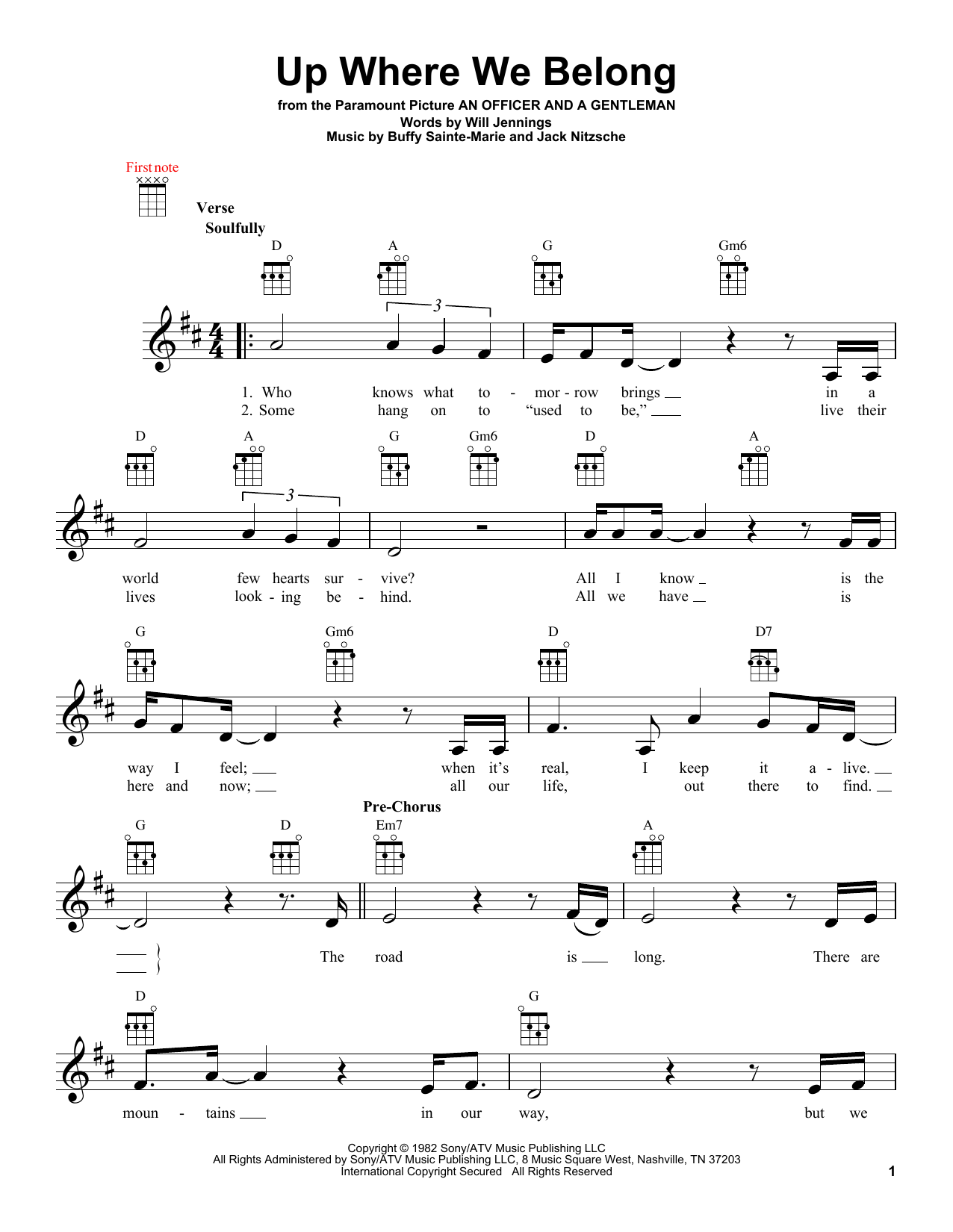 Download Joe Cocker and Jennifer Warnes Up Where We Belong (from An Officer And A Gentleman) Sheet Music and learn how to play Clarinet PDF digital score in minutes