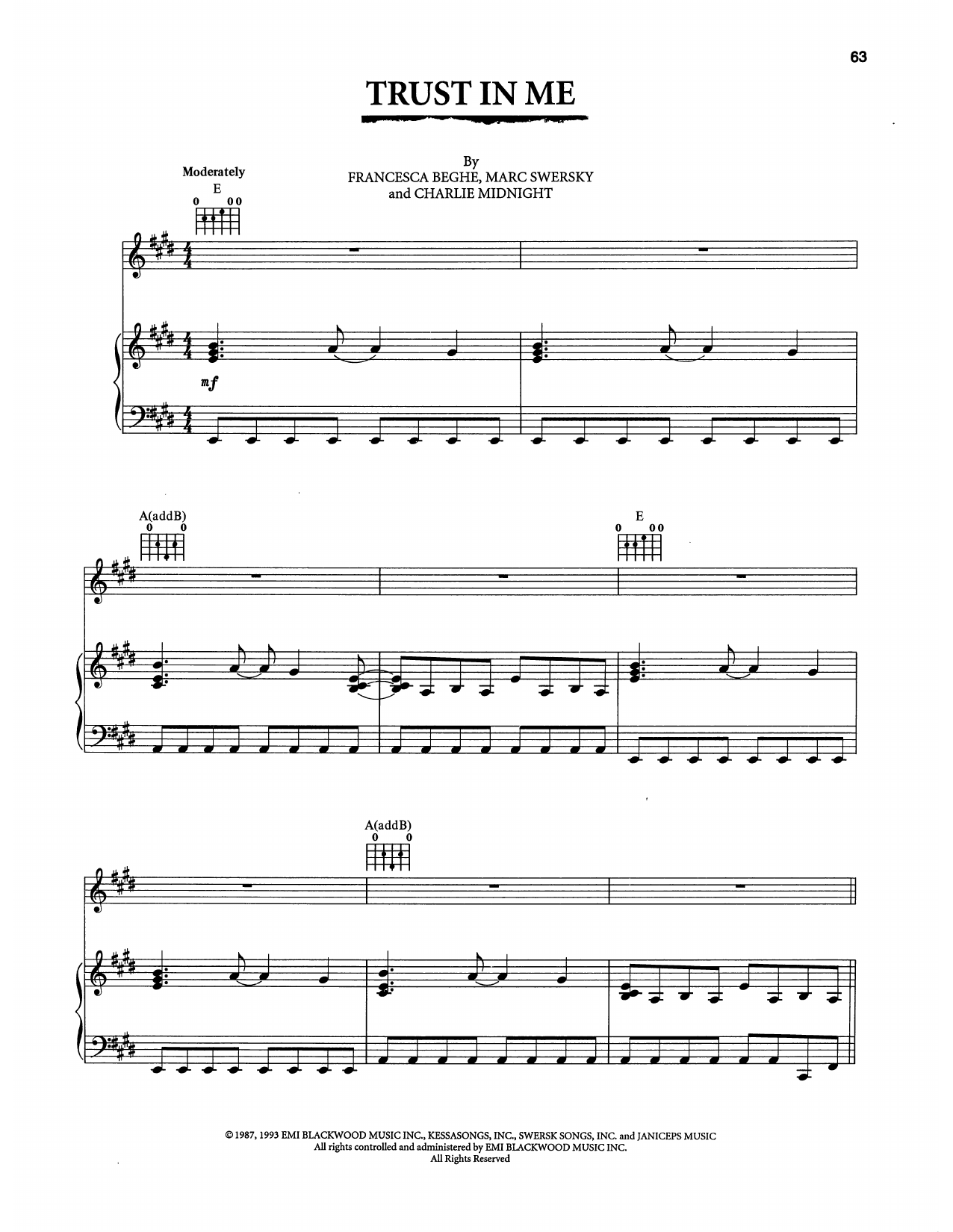 Download Joe Cocker feat. Sass Jordan Trust In Me (from The Bodyguard) Sheet Music and learn how to play Piano, Vocal & Guitar Chords (Right-Hand Melody) PDF digital score in minutes