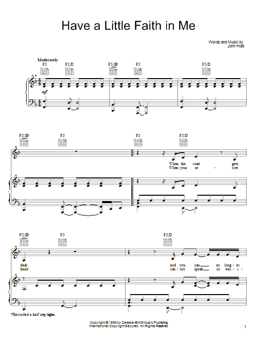 Download Joe Cocker Have A Little Faith In Me Sheet Music and learn how to play Lyrics & Chords PDF digital score in minutes