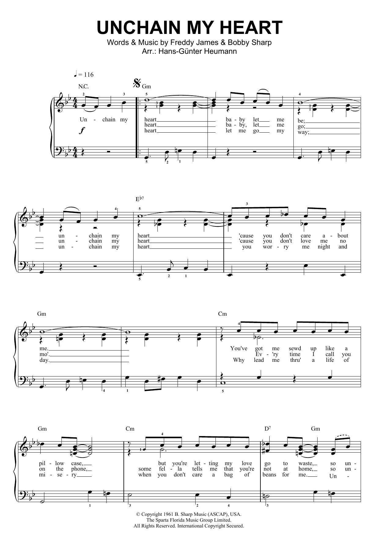 Download Joe Cocker Unchain My Heart Sheet Music and learn how to play Piano & Vocal PDF digital score in minutes