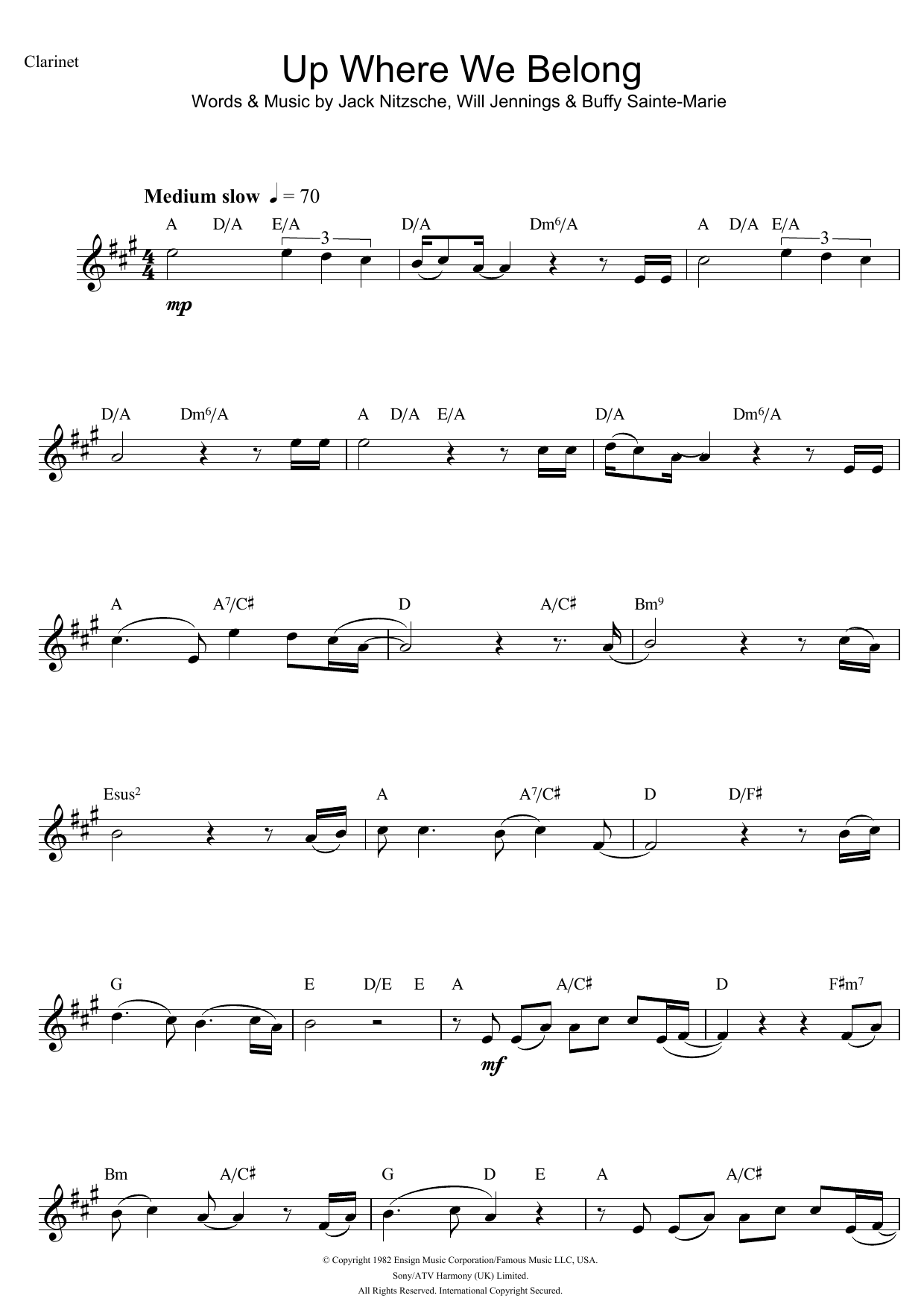 Download Joe Cocker and Jennifer Warnes Up Where We Belong (from An Officer And A Gentleman) Sheet Music and learn how to play Flute PDF digital score in minutes