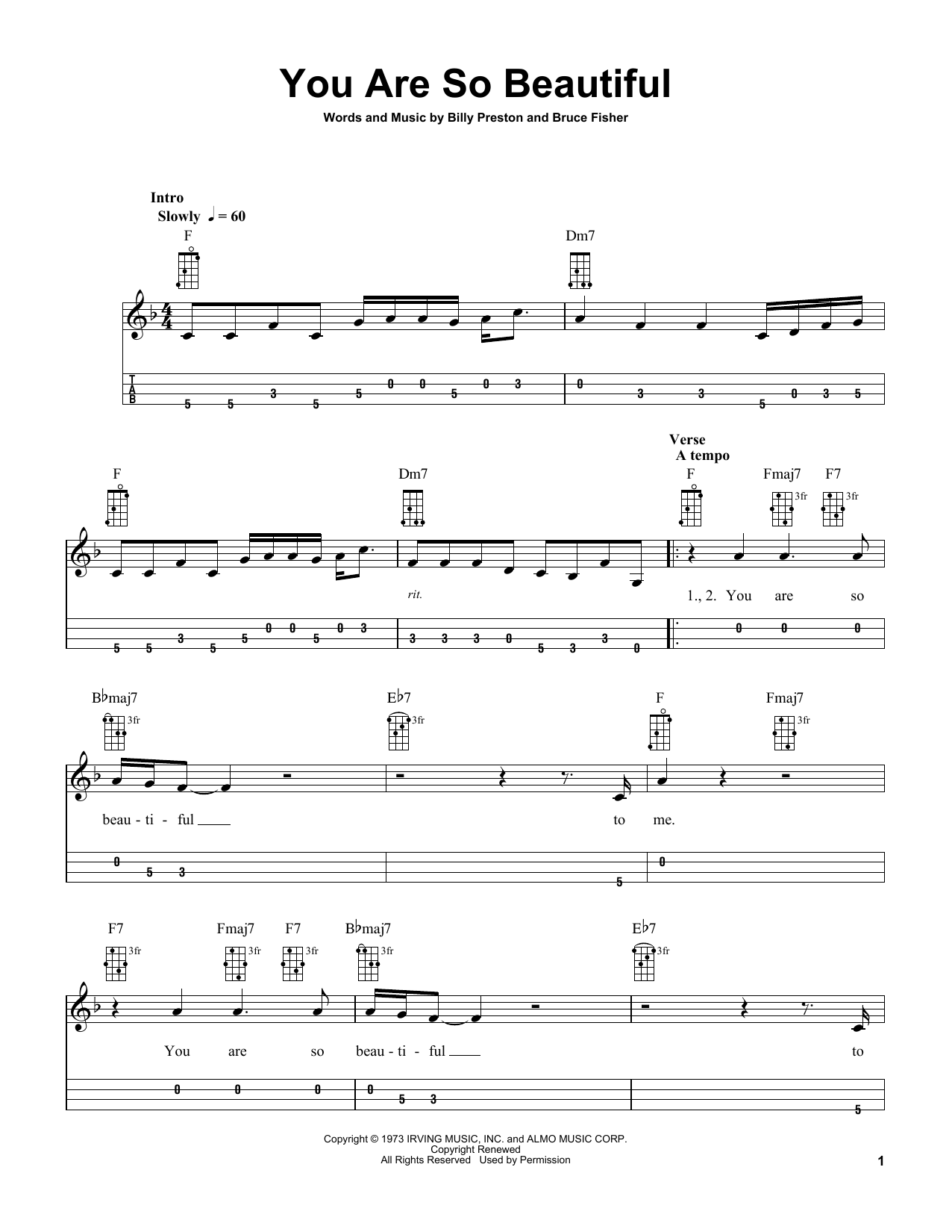 Download Joe Cocker You Are So Beautiful (arr. Bobby Westfall) Sheet Music and learn how to play Mandolin PDF digital score in minutes